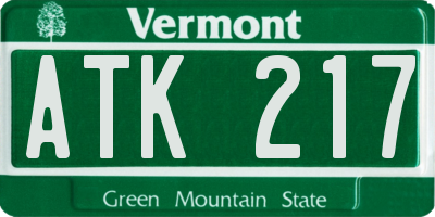 VT license plate ATK217