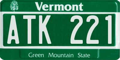VT license plate ATK221
