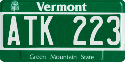 VT license plate ATK223