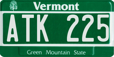 VT license plate ATK225