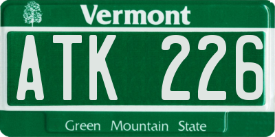 VT license plate ATK226