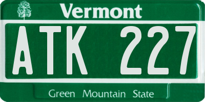 VT license plate ATK227