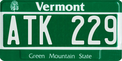 VT license plate ATK229