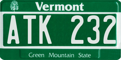 VT license plate ATK232