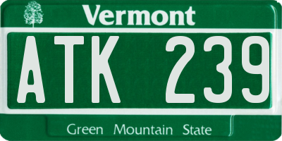 VT license plate ATK239
