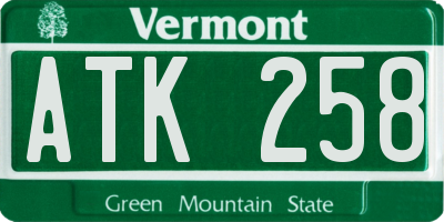 VT license plate ATK258