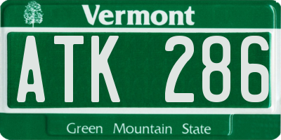 VT license plate ATK286