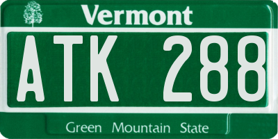 VT license plate ATK288