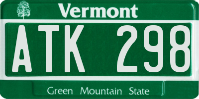 VT license plate ATK298