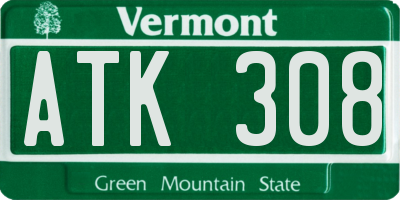VT license plate ATK308