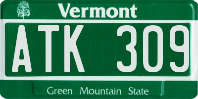 VT license plate ATK309