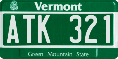 VT license plate ATK321