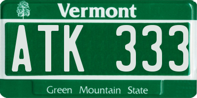 VT license plate ATK333