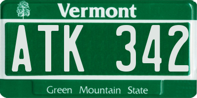 VT license plate ATK342