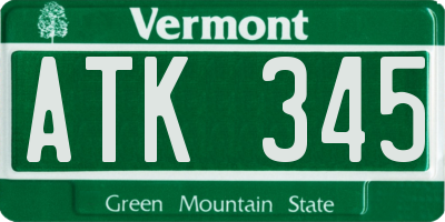 VT license plate ATK345