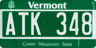 VT license plate ATK348