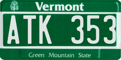 VT license plate ATK353