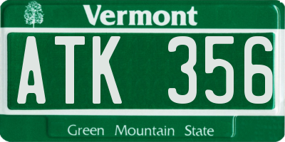 VT license plate ATK356