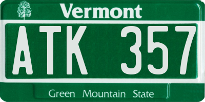 VT license plate ATK357