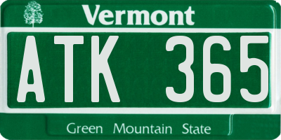 VT license plate ATK365