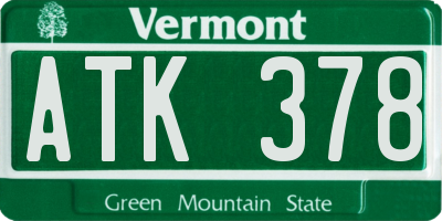 VT license plate ATK378