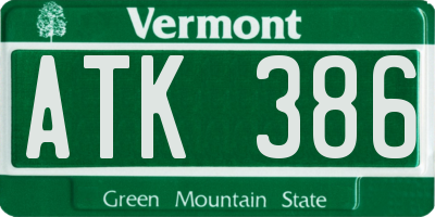 VT license plate ATK386
