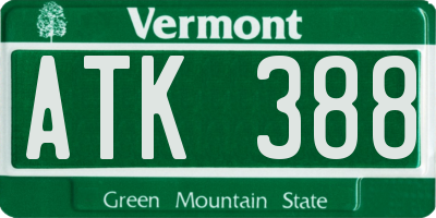 VT license plate ATK388