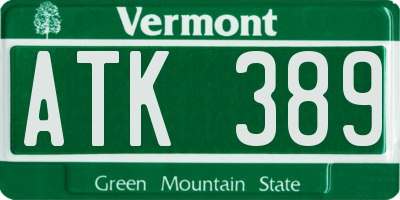 VT license plate ATK389