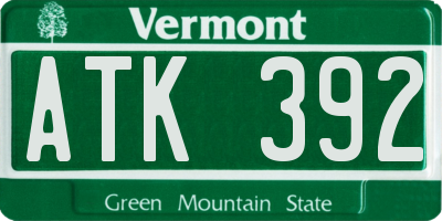 VT license plate ATK392