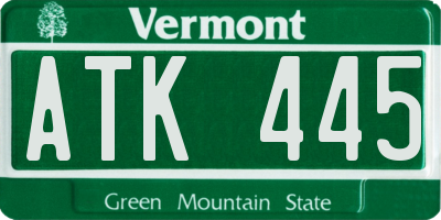 VT license plate ATK445
