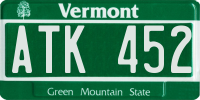 VT license plate ATK452