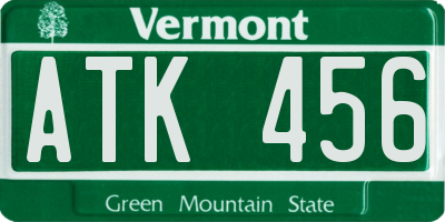 VT license plate ATK456