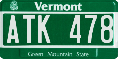 VT license plate ATK478