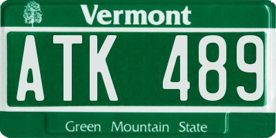 VT license plate ATK489