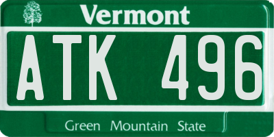 VT license plate ATK496
