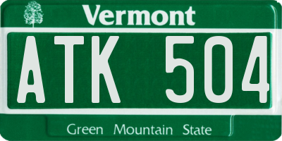 VT license plate ATK504