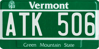 VT license plate ATK506