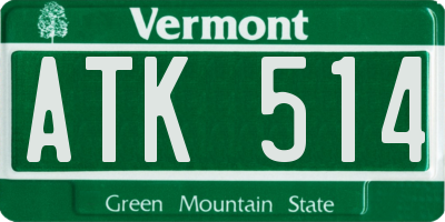 VT license plate ATK514