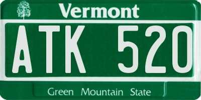 VT license plate ATK520