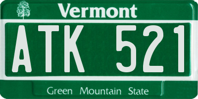 VT license plate ATK521