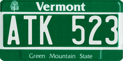 VT license plate ATK523