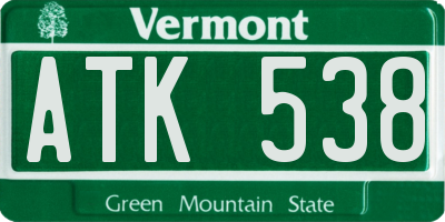 VT license plate ATK538