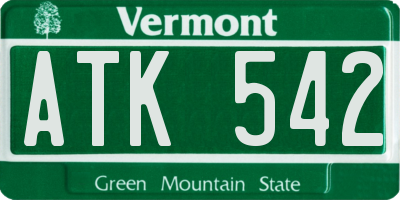 VT license plate ATK542