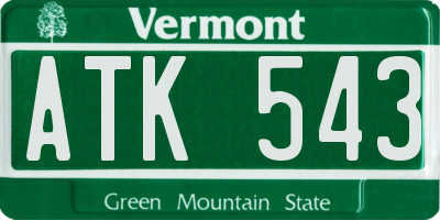 VT license plate ATK543