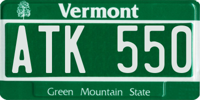 VT license plate ATK550