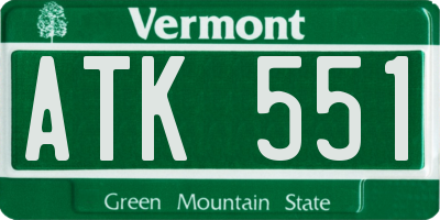 VT license plate ATK551