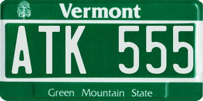 VT license plate ATK555