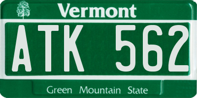 VT license plate ATK562
