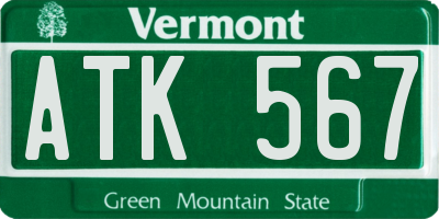 VT license plate ATK567