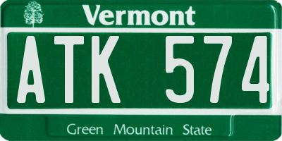 VT license plate ATK574